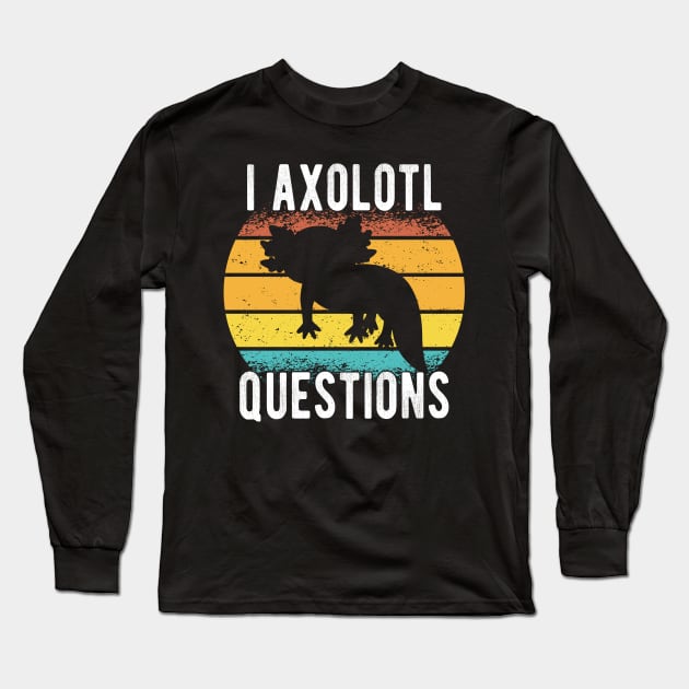 Kids I Axolotl Questions Shirt Kids Funny Kawaii axolotl costume Long Sleeve T-Shirt by drag is art